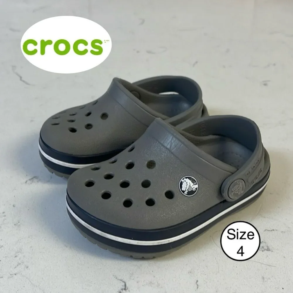 Crocs Unisex Kids Crocband Clog Size 4 Grey & Navy Blue